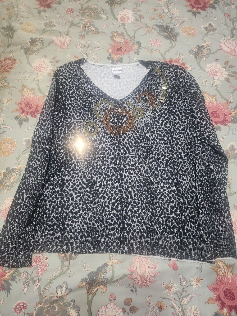 Chico's Animal Print Top Multi Color Size 3 (Large)